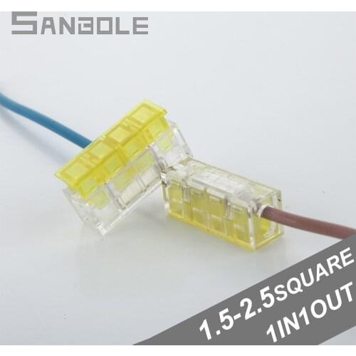 Terminal Yellow Wire Fast Connect Avoid Peeling Connection Head Terminals 1P Position 1-in 1-out Press Connector (20PCS)