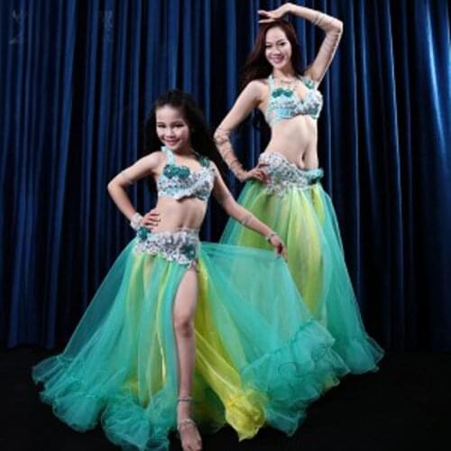 New flowers design Oriental Dance Costumes for Kids/Women Sexy Stage Performance Show Clothes Suits 3 mix-Colors Free-shipping