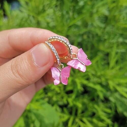 Lost Lady Korean Cute Acrylic Butterfly Dangle Earrings Fashion Earrings for Girls Women Party Street Style Jewelry Gift