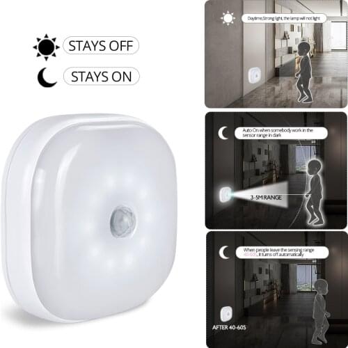 10Leds Motion Sensor Night Light Potable Closet Lights Battery Powered Wireless Cabinet IR Infrared Motion Detector Wall Lamp