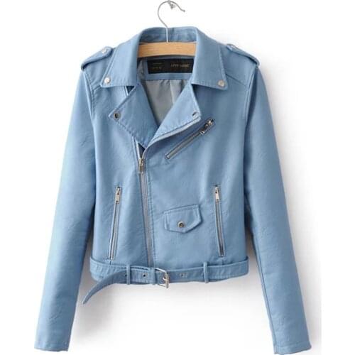 New Arrival 2021 brand Winter Autumn Motorcycle leather jackets yellow leather jacket women leather coat slim PU jacket Leather