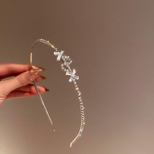 New Arrival Shiny Crystal Cross Hairbands For Women 2021 Hair Accessories Wedding Jewelry Tools Hair Bands Headwear