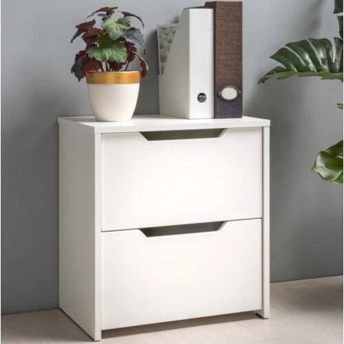 Bedside Table with 2 Drawers for Living Room Couch Modern End Side Table Bedroom High Gloss Nightstand 49х34.4х53.5 cm White