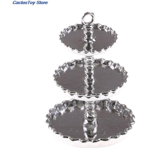 Durable hot sale 1/12 Dollhouse Miniature 3 layer Metal Desserts Snack Rack Stand party supplies 3.2 x 2.8 cm