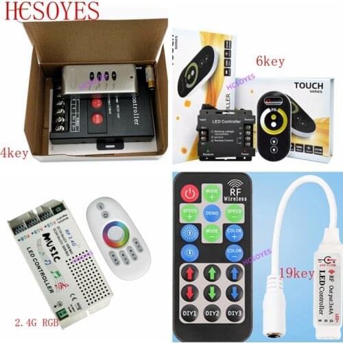 4key/6key/19key DIY 2.4G RGB RF IR remote s RGB touch wireless LED controller dual color temperature lamp with module 30A