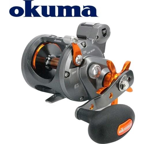 OKUMA Fishing Reel Coldwater Line Counter Reel Full Carbonite Drag System Lightweight corrosion resistant frame Baitcasting Reel
