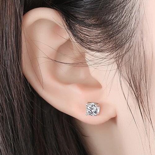 WANCUILONG 100% 925 Sterling Silver Real Moissanite Gemstone Diamonds Ear Studs Earrings Fine Jewelry With Certification