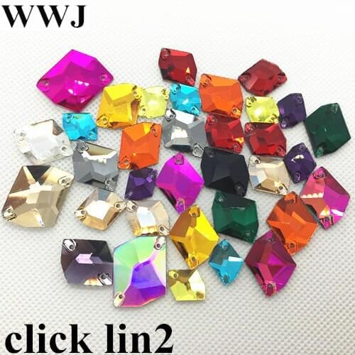 Link 2 All Size&Colors 21x2716x2114x17,11x14,10x12 Glass Crystal Cosmic Shape Sew On Stone Flatback 2 Holes Sewing Jewelry Beads