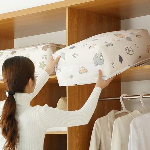 Printed Quilt Clothes Storage Bag Folding Duvet Blanket Sorting Bags Dust-Proof Closet Under-Bed Storage Moistureproof Organizer