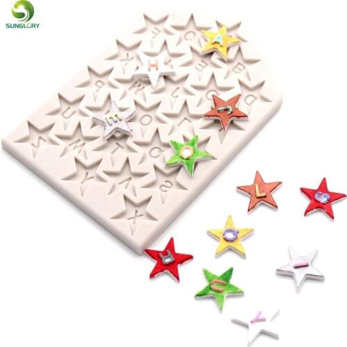 Sunglory Five-pointed Star Letters Silicone Mold Cake Decoration Alphabet Cake Mold Sugarpaste Candy Chocolate Gumpaste Mould