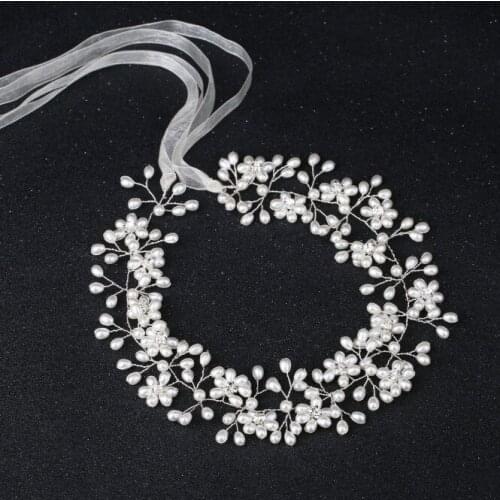 Wedding Hair Accessories Crystal Pearl Hair Belt Wedding Bridal Hair Ornaments Hair Jewelry bride Headdress Headbands