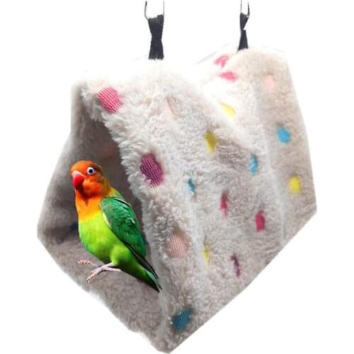 Triangle Pet Bird Parrot Hanging Cave Cage Tent Bed Hammock Winter Warm Nests