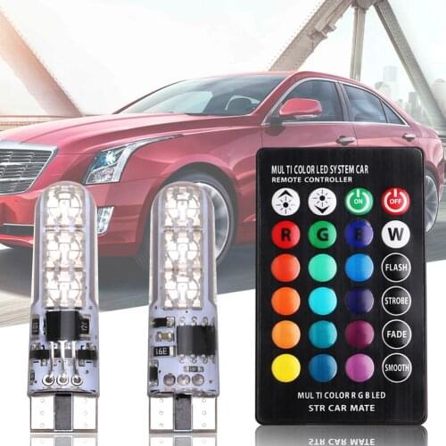 2Pcs Universal T10 5050-6SMD RGB LED Auto Car Show Wide Light License Plate Reading Lamp Car Lights Accessories DC 12V