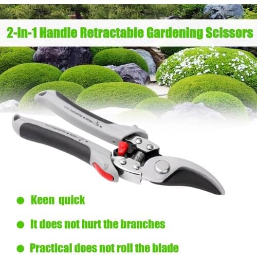 2-in-1 Handle Retractable Gardening Scissors Multifunctional Manual Pruning Shears Branch Cutter for Tree Garden