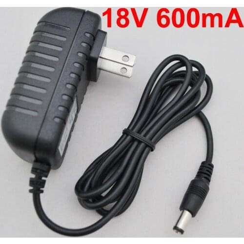 1PCS 18V 600mA High quality IC solutions AC 100V-240V Converter Adapter DC 18V 0.6A Power Supply US Plug 5.5mm x 2.1-2.5mm