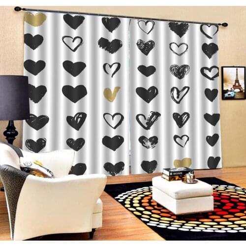 Heart curtains Customized size Luxury Blackout 3D Window Curtains For Living Room Decoration curtains