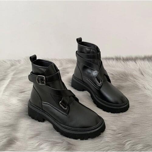Leather Women Boots Brand Fall Winter Warm Short Ankle Boots Platform Flats Shoes Waterproof Water Shoes Non-Slip