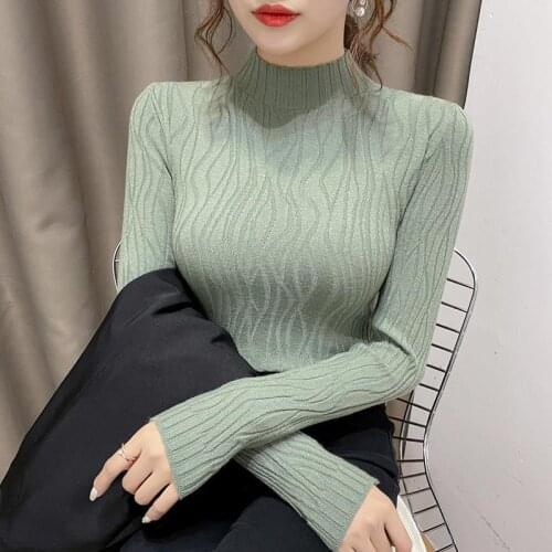 Half high collar womens sweater bottoming shirt womens autumn and winter 2020 new top with tight knit