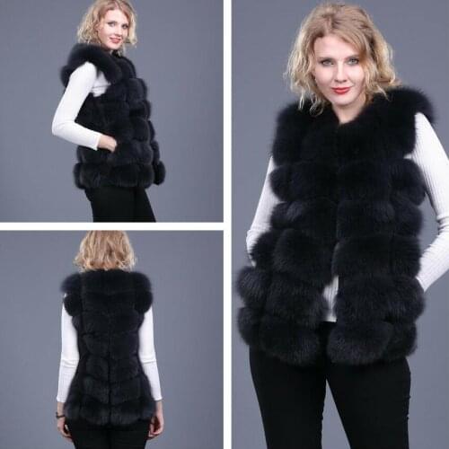 2020 new real fox fur womens vest leather fashion luxury thick warm jacket jacket solid color fur vest womens coat