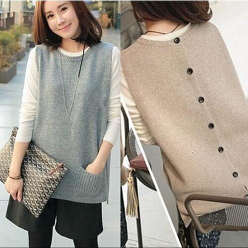 Spring and Autumn New Cashmere Vest Womens O-Neck Pullover Sweater Loose Casual Knitting Plus Size Vest Waistcoat T-shirt