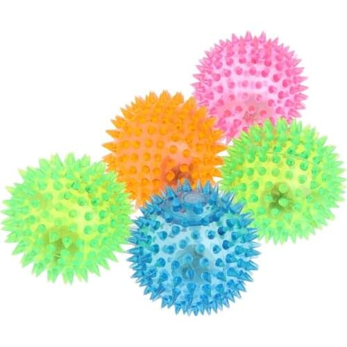 1Pc Pet Ball Dogs Cat Puppy Flash Light Squeaky Sensory Novelty High Bouncing Rubber