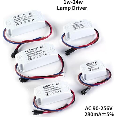 1pc LED Power Supply Constant Current Isolation Lamp Driver 280mA 1-3W 4-7W 8-12W 13-18W 18-24W Lighting Transformer
