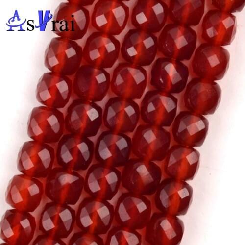 5mm Natural Faceted Red Agates Stone Beads For Jewelry Making Square Loose Spacer Beads DIY Bracelet Necklace Accessories 15inch