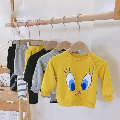 Spring Autumn Baby Unisex Korean Style Cute Cartoon Print Sports Set Outside