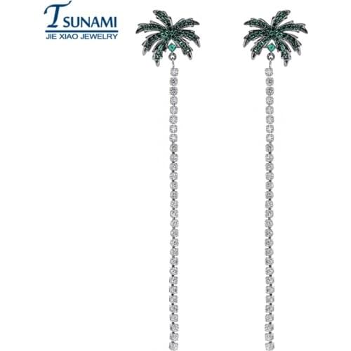 Long coconut tree zircon earrings Luxury jewelry earrings for women/girls ER-155