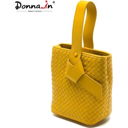Donna-in New Natural Calf Leather Handmade Designer Bag Women Fashion Woven Handbag Lace-up Solid Bag Female Luxury Brands 2021