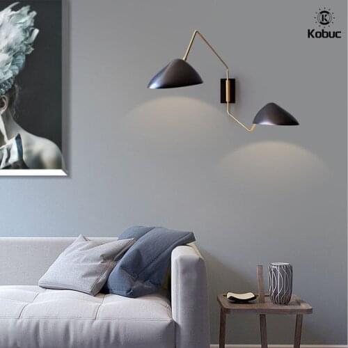 Kobuc European Metal Wall Light Fixture Black Copper Bedside Wall Lamp Bedside Wall Sconce TV Background Wall Corridor Lamps