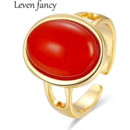 925 Sterling Silver Red Agate Band Ring Natural Stone Fine Jewelry for Women Gifts for Her Semi Precious Gemstone Rings Adjusted