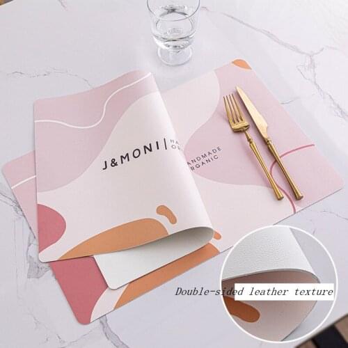 Leather placemat Modern luxury waterproof oil-proof heat-resistant pvc table mat Coffee table cloth custom 30x45cm Coaster