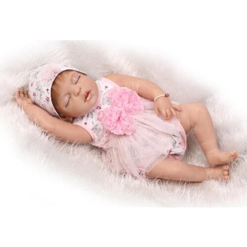 22inch Full 100-reborn-babies girl Dolls With Closed Eyes Baby reborn Dolls Toy Kids Gift boneca reborn realista Brinquedo