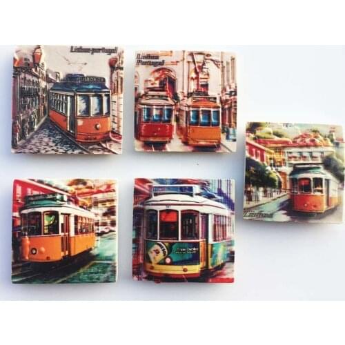 BABELEMI 3D-printed Resin Fridge Magnet Lisbon Portugal Tourist Souvenir Gift Tram Refrigerator Magnetic Sticker Home Decoration