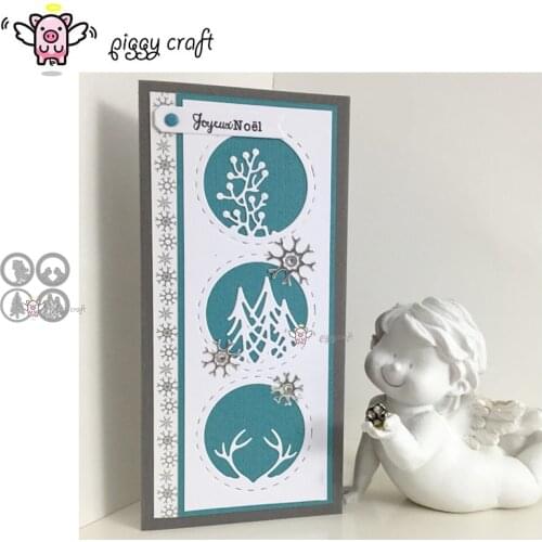 Piggy Craft metal cutting dies cut die mold Deer tree grass circle Scrapbook paper craft knife mould blade punch stencils dies