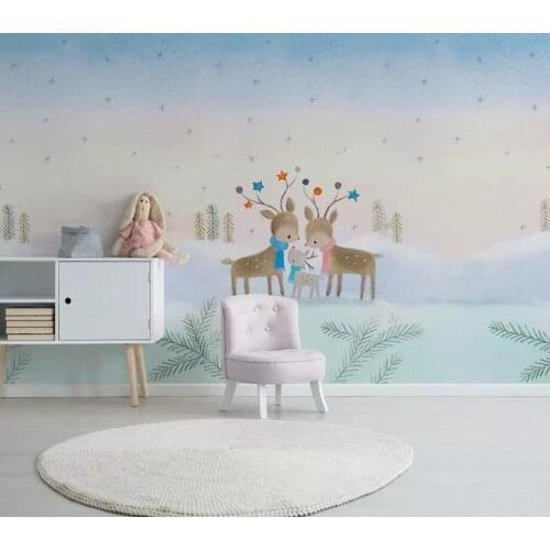 Milofi custom 3D wallpaper mural simple cartoon animal elk children room background wall decoration wallpaper mural