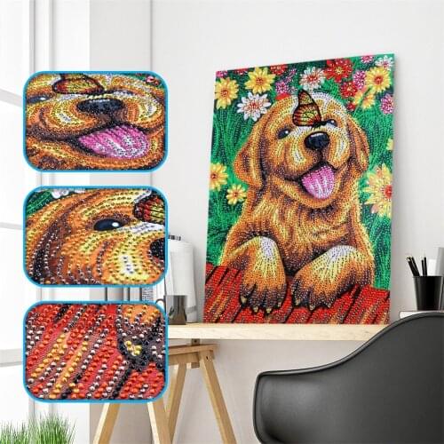 5D Cross Stitch Kit Animals Butterfly Dog Special Shaped Diamond Painting DIY Embroidery Rhinestone Art Home Decor Picture