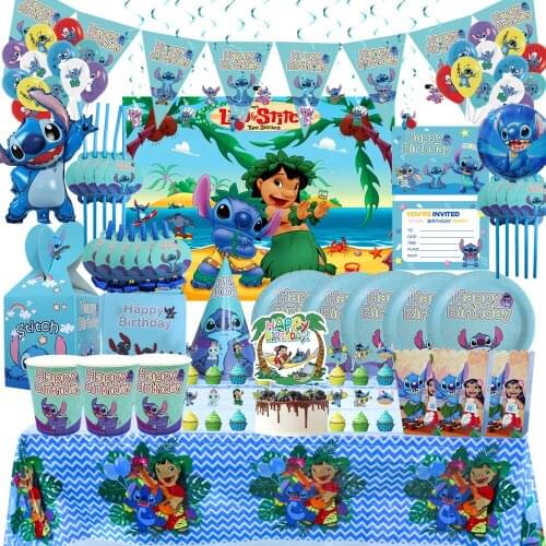 Disney Lilo & Stitch Theme Design Paper Cup Plate Disposable Tableware Set Stitch Birthday Party Theme Party Decoration Supplies
