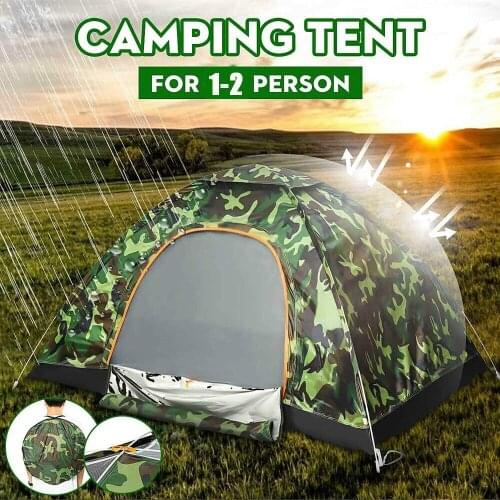 Polyester Sunshade Canopy Single Layer Camouflage Camping Hiking Tent Waterproof Windproof OutdoorTent ForHiking Mountaineering