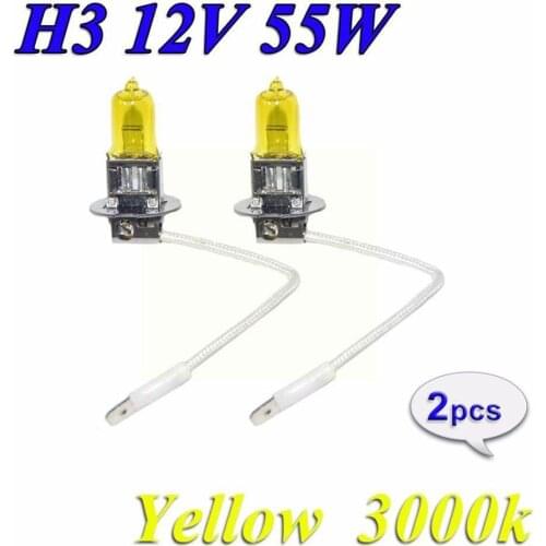 NEW 2Pcs H3 12V 55W 3000K Super Bright Yellow Car Headlight Bulb Fog Auto Light Light Head Bulbs Bulb Lamp Source Automobil S3C6