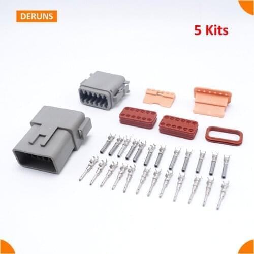 Brand New 5 Sets Kits 12 Pin/ Way Deutsch Auto Car Sealed Electric Wire Connector Plug Set Waterproof DT06-12S DT04-12P