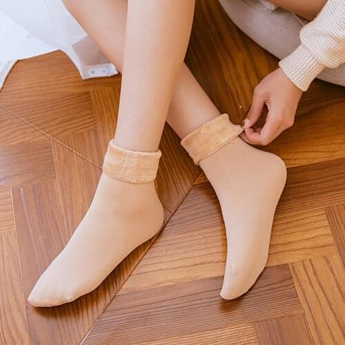 New Autumn and Winter Adult Warm Medium Tube Floor Socks Plush Thickening Men and Women Fashion Solid Color Snow Socks Woman
