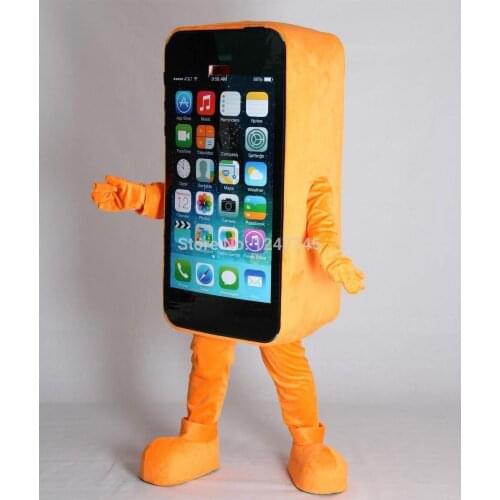 Orange Mobile Cell Phone Mascot Costume Halloween Suit Cosplay Party Game Dress Outfit Advertising Carnival Xmas Easter Festival