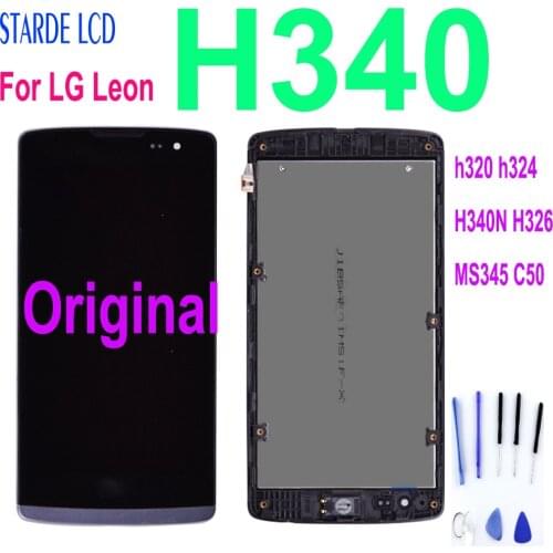 Original For LG Leon H340 h320 h324 H340N H326 MS345 C50 LCD Display Touch Screen Digitizer Assembly with frame