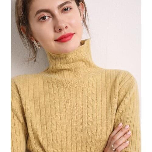 Autumn and winter new style 100% wool knitted turtleneck slim pullover all-match long-sleeved bottoming shirt blouse
