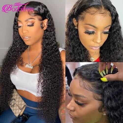 T Part Wig Curly Human Hair Wigs For Women 250 Density Brazilian Pre Plucked Lace Front Wigs 13x4 Lace Frontal Human Hair Wigs
