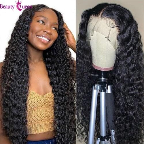 30 Inch Deep Wave Lace Front Wig Human Hair Curly Brazilian Remy 13x4 Lace Frontal Wigs Pre Plucked 4X4 Lace Closure Wig 150