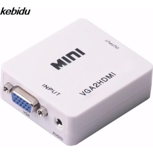 1080P Adapter Connector For Projector PC Laptop to HDTV with 2VGA Converter Mini VGA to HDMI-compatible Converter With Audio