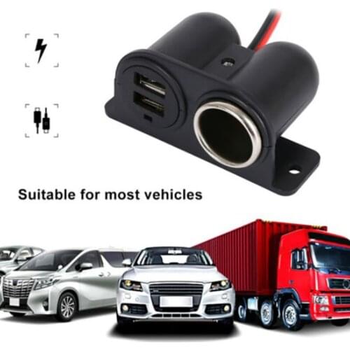12V/24V Car Cigarette Lighter Socket Splitter Charger Power Adapter Car Charger Two USB Port Car Charger For Mobile Phone Tablet